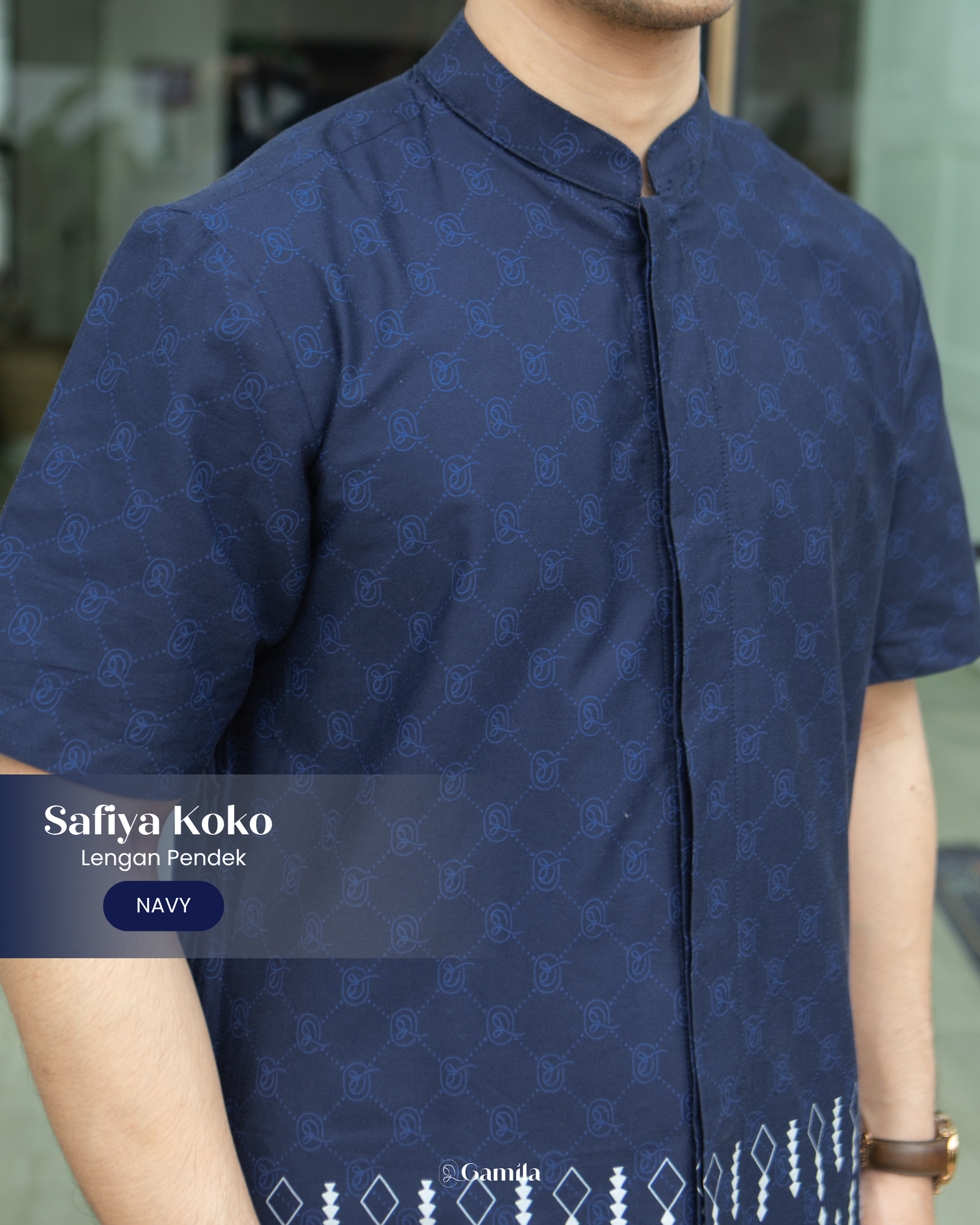 Safiya Koko Lengan Pendek - Navy view 5