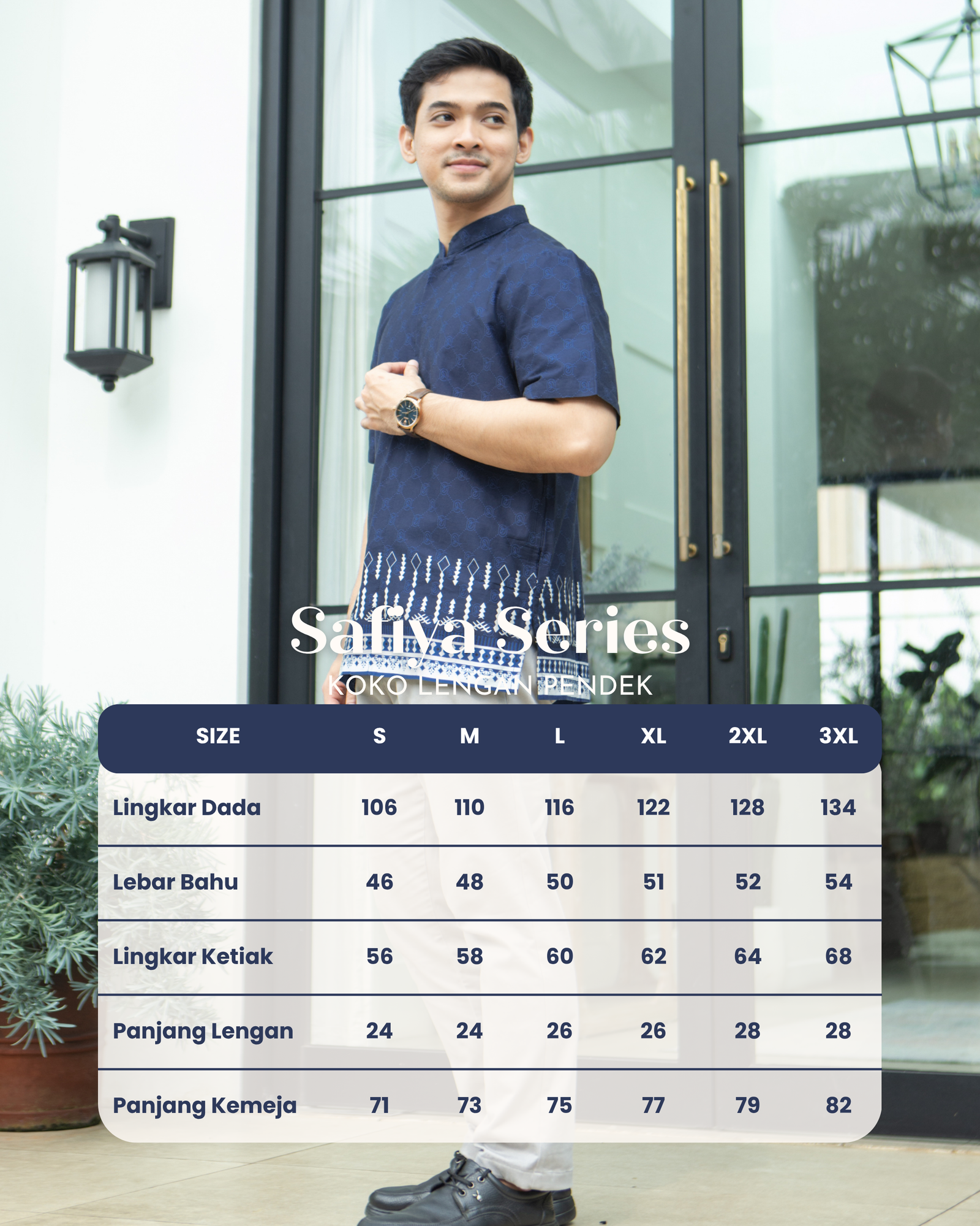 Safiya Koko Lengan Pendek - Navy view 6