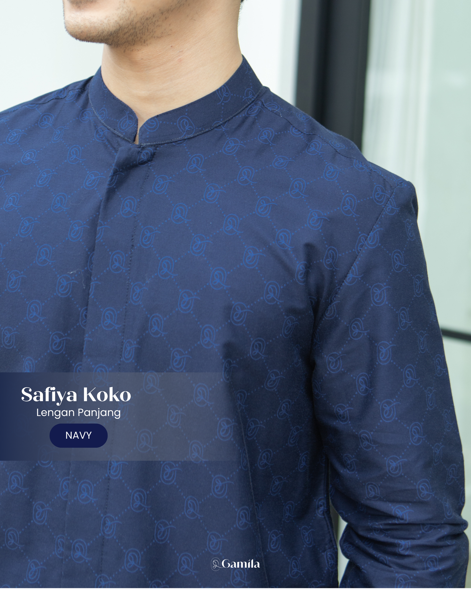 Safiya Koko Lengan Panjang - Navy view 3