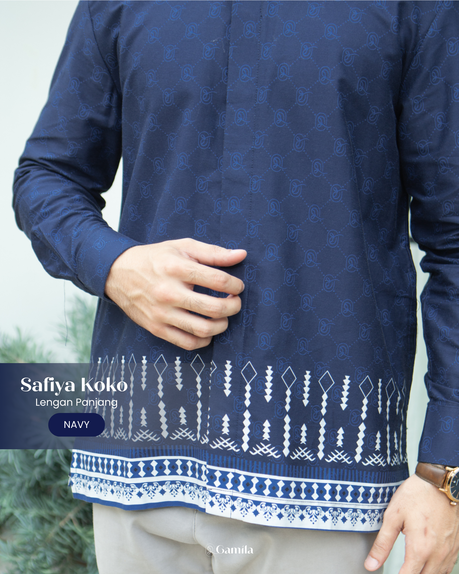 Safiya Koko Lengan Panjang - Navy view 4