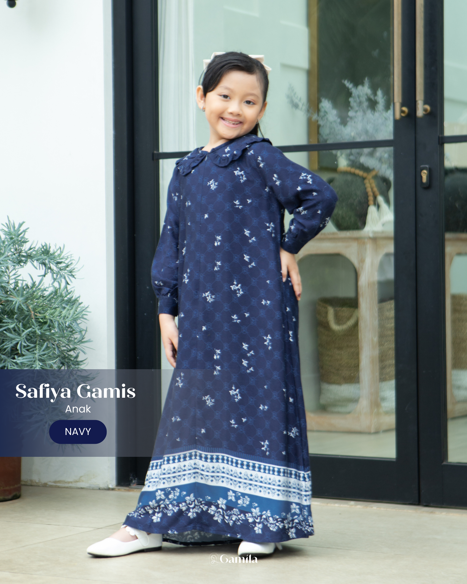 Safiya Gamis Anak - Navy view 2