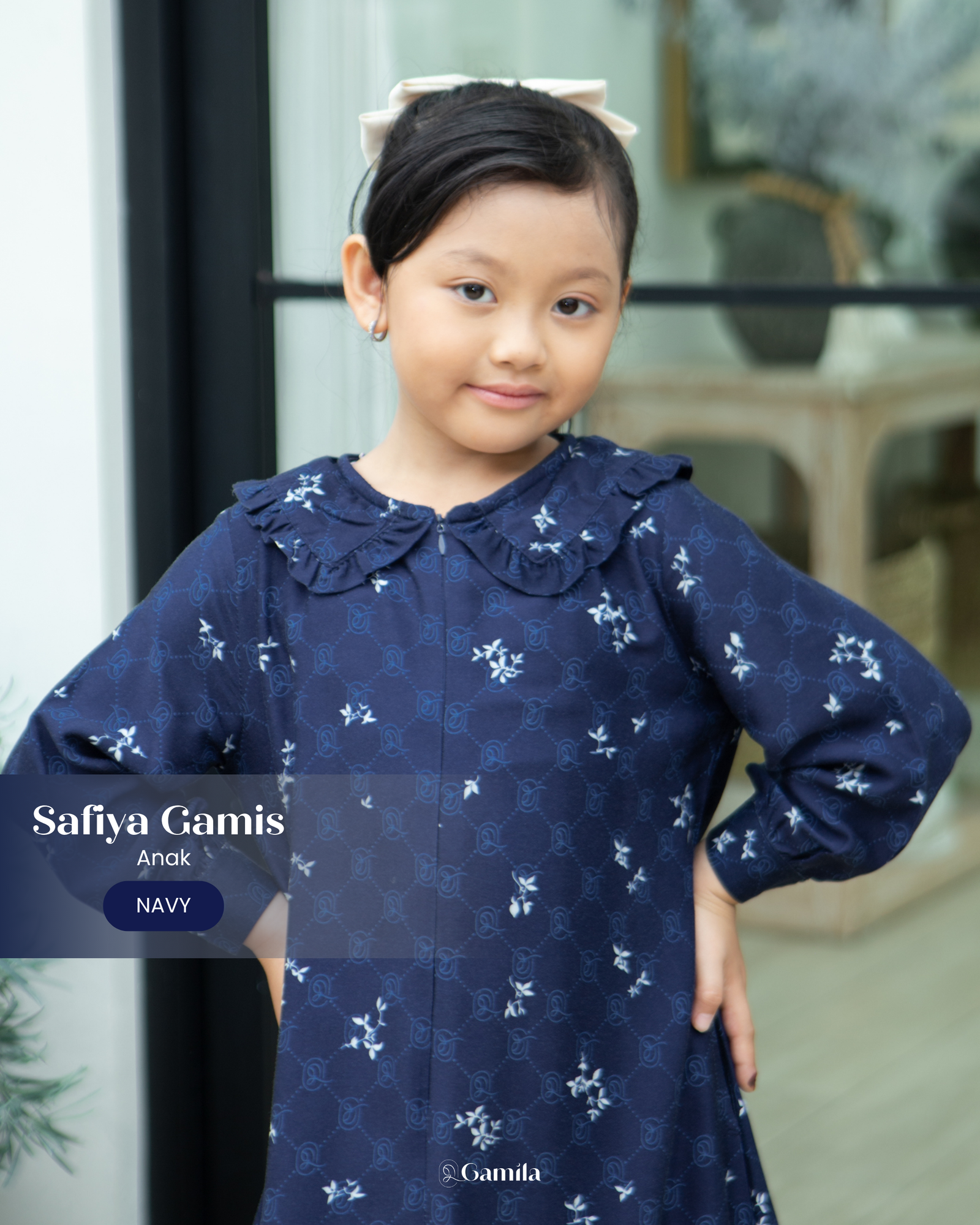Safiya Gamis Anak - Navy view 4