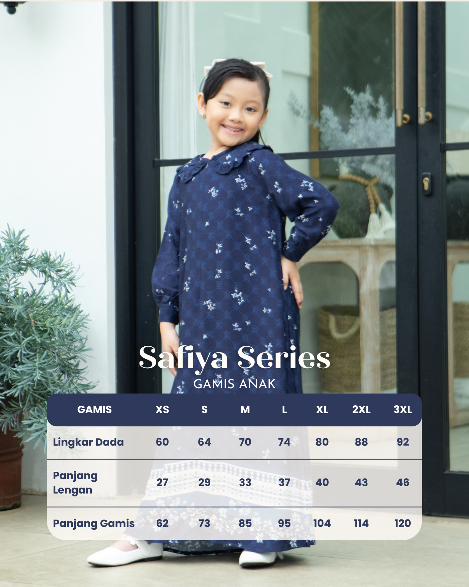 Safiya Gamis Anak - Navy view 6
