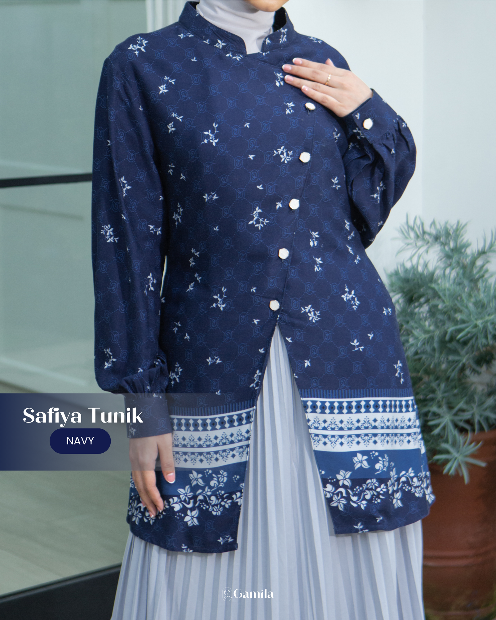 Safiya Tunik - Navy view 3
